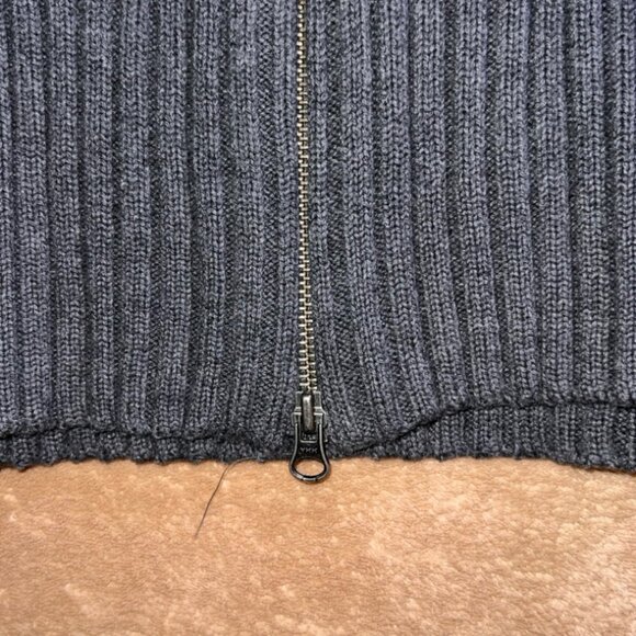 Vintage 90s Tommy Hilfiger Men XL Gray Knit Ribbon Full Zip Fall Sweater (U) - Picture 3 of 8